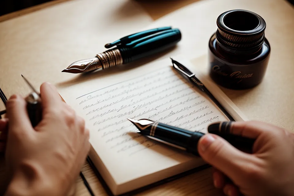 Detailaufnahme von handschriftlichen Notizen zu Kursmodulen in einem karierten Heft.