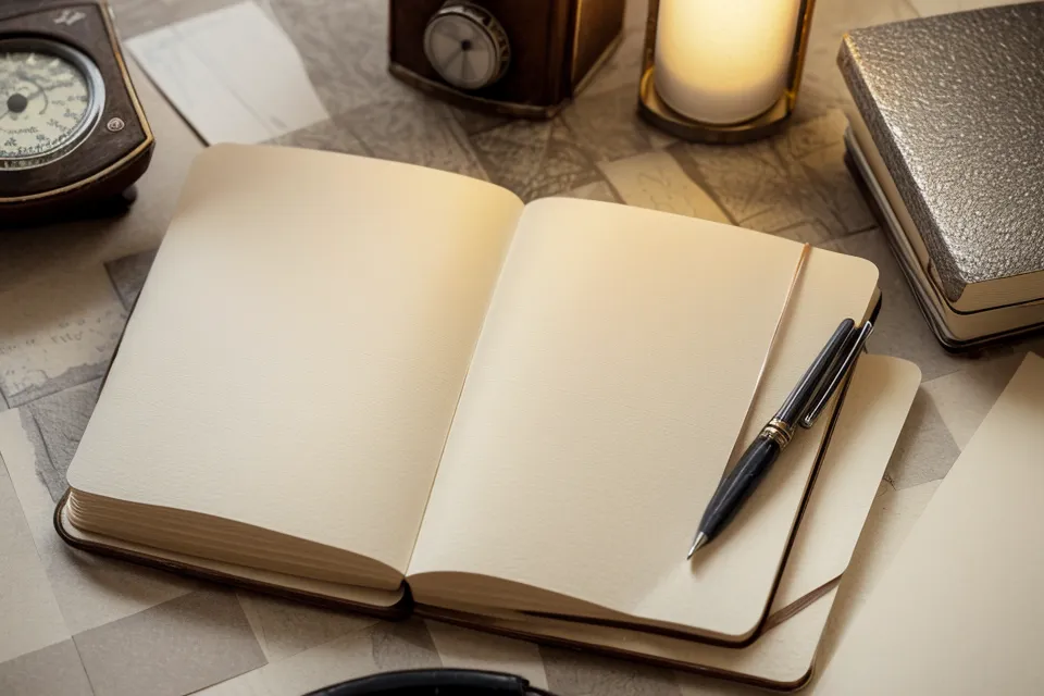 Nahaufnahme eines Notizbuchs mit handschriftlichen Notizen zu den 7 Ebenen der Manifestation.