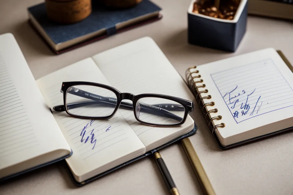Detailaufnahme eines Notizbuchs mit handschriftlichen Notizen zu Videomodulen und Zeitstempeln.