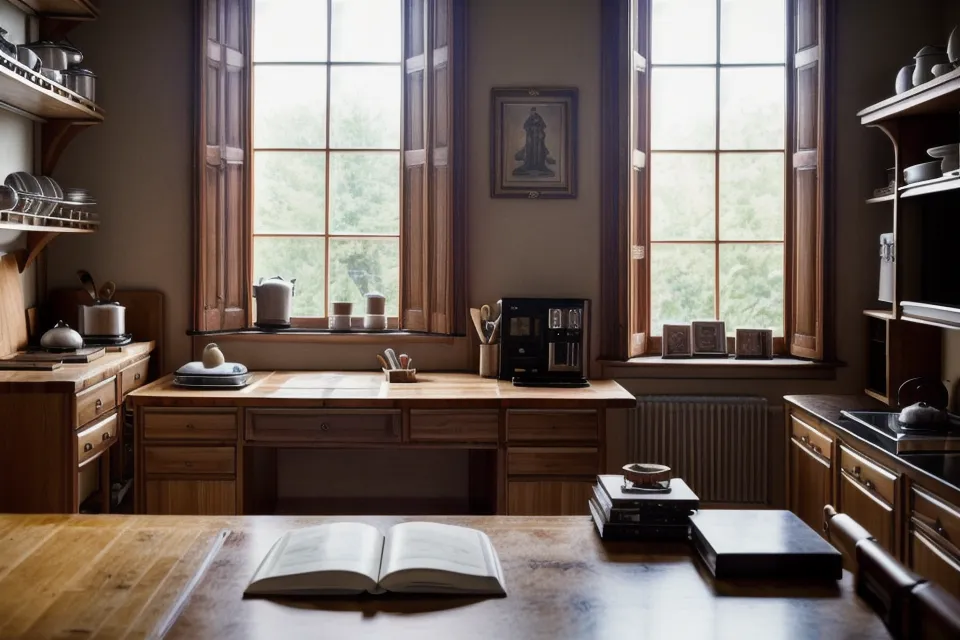 Laptop mit pausiertem Kapitel vor einem vollen Bücherregal beim Quellenstudium im Ra-Garve-Video-Archiv
