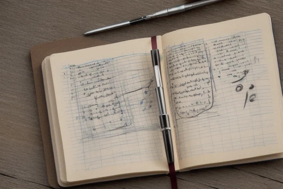 Senioren-taugliche Notizmethode: handschriftliche Zeitstempel-Notizen zu Ra Garves Kursmaterial neben einer Lesebrille