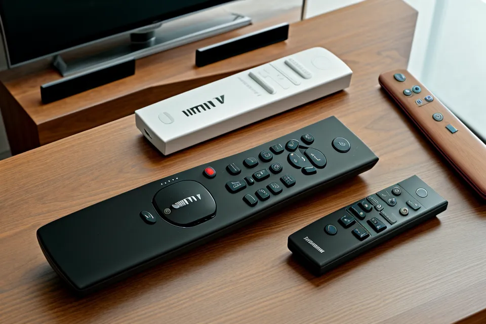 Fernbedienung und kariertes Notizbuch auf dem Wohnzimmertisch beim Smart-TV-Streaming der Verborgenen Weltgeschichte in Dresden.