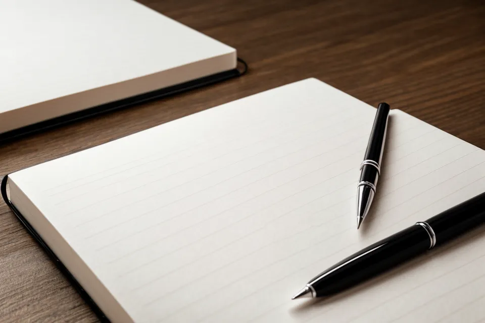Detailaufnahme eines Notizbuchs mit handschriftlichen Analyse-Notizen zur Quellenarbeit.