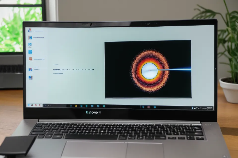 Nahaufnahme eines Laptops mit Videokurs-Oberfläche und einem Notizblock daneben.