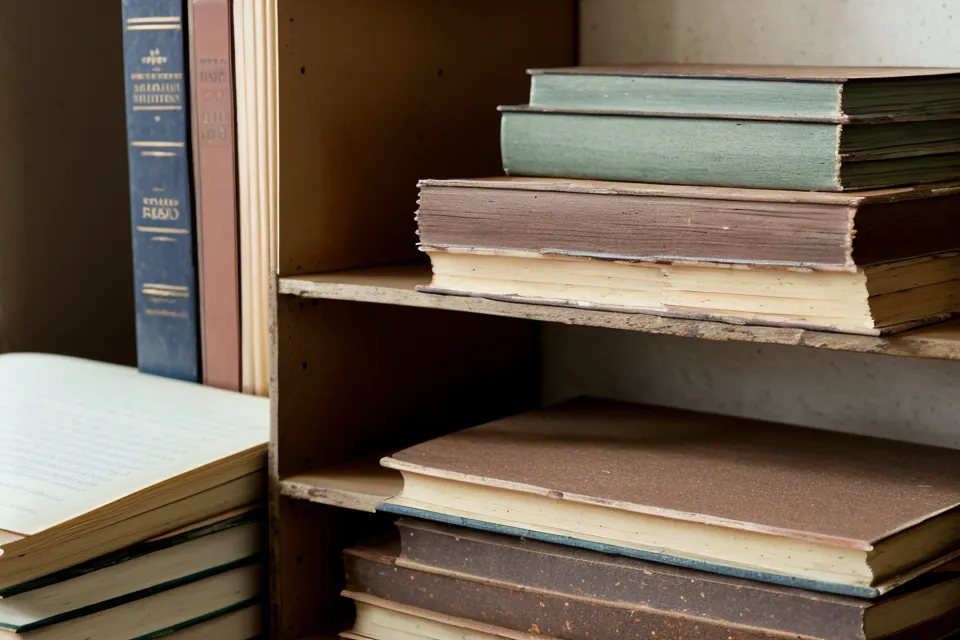 Bücherregal mit Aktenordnern und altem Radio als Symbol für das Bewusstseins-Archiv der Weltgeschichte-Analyse